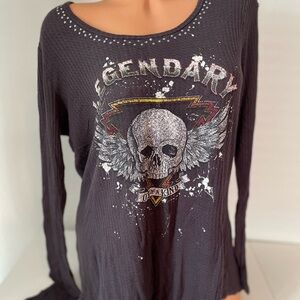 Torrid Black Graphic Long Sleeve Top